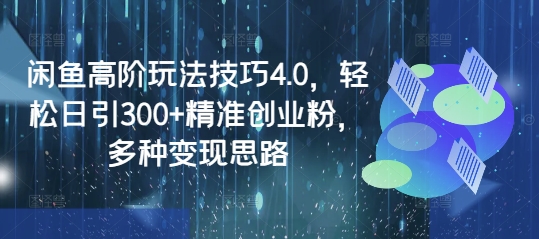 闲鱼高阶玩法技巧4.0，轻松日引300+精准创业粉，多种变现思路-网创之家