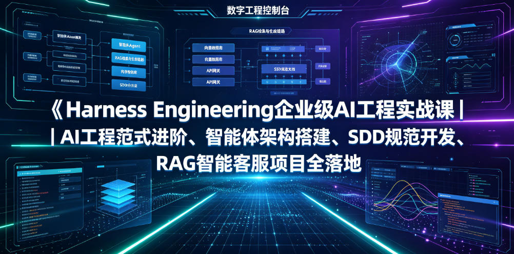 Harness Engineering企业级AI工程实战课｜AI工程范式进阶、智能体架构搭建、SDD规范开发、RAG智能客服项目全落地-网创之家