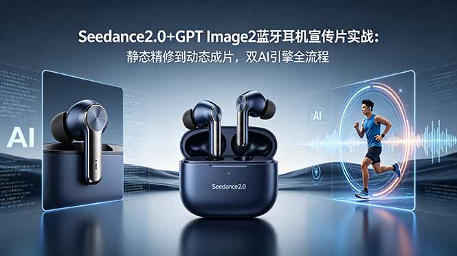 Seedance2.0+GPT Image2蓝牙耳机宣传片实战：静态精修到动态成片，双AI引擎全流程-网创之家