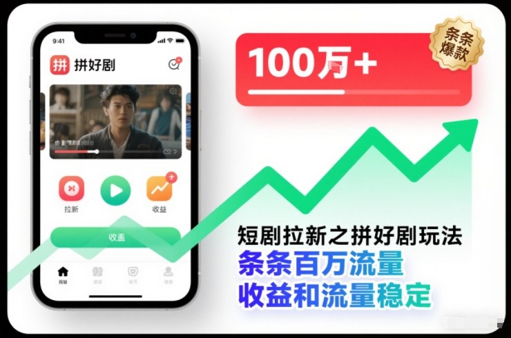 短剧拉新之拼好剧玩法，条条百万流量，收益和流量稳定-网创之家