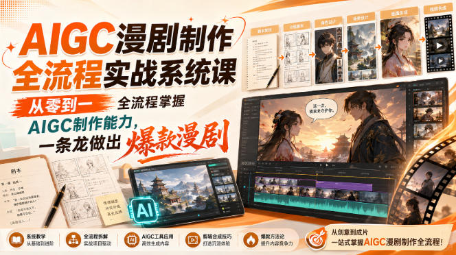AIGC漫剧制作全流程实战系统课，从零到一全流程掌握AIGC制作能力，一条龙做出爆款漫剧-网创之家