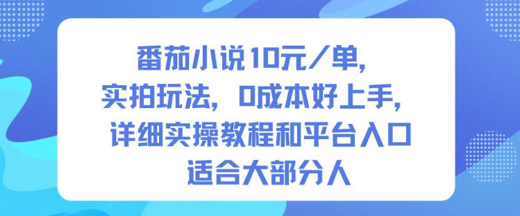 番茄小说10米每单,实拍玩法,0成本好上手,详细实操教程和平台入口适合大部分人-网创之家