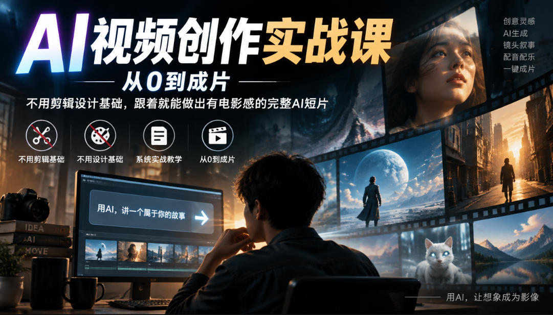 AI视频创作实战课，从0到成片，不用剪辑设计基础，跟着就能做出有电影感的完整AI短片-网创之家