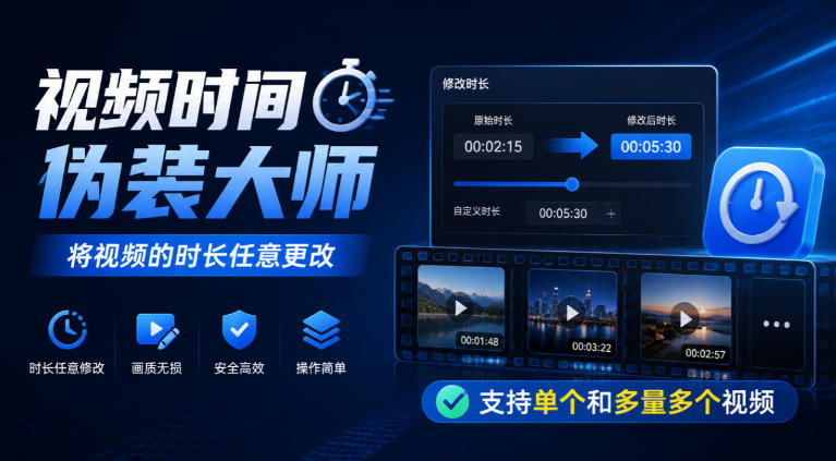 视频时间伪装大师，将视频的时长任意更改，支持单个和多量多个视频-网创之家