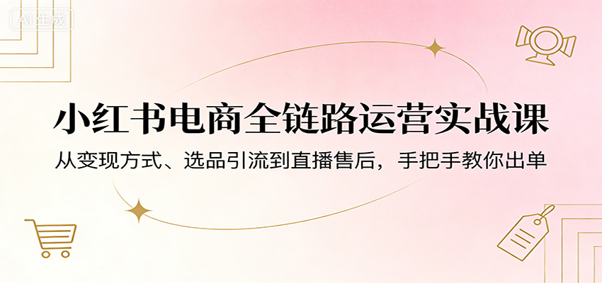 小红书电商全链路运营实战课：从变现方式、选品引流到直播售后，手把手教你出单-网创之家
