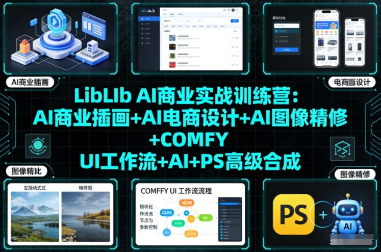 LibLIb AI商业实战训练营：AI商业插画+AI电商设计+AI图像精修+COMFY UI工作流+AI+PS高级合成-网创之家