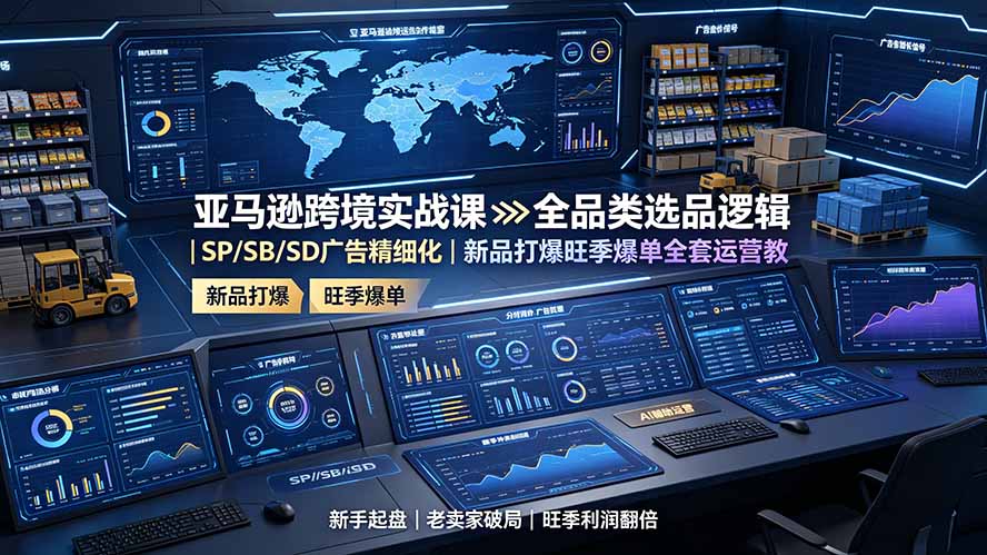 亚马逊跨境实战课：全品类选品逻辑｜SP/SB/SD广告精细化｜新品打爆旺季爆单全套运营教程-网创之家