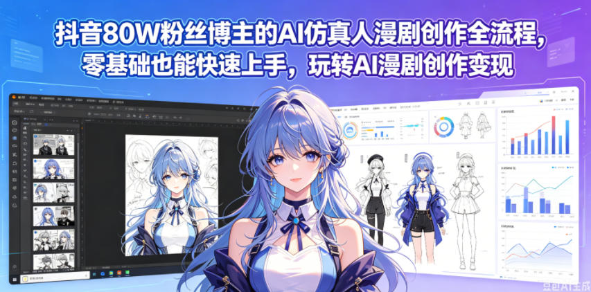 抖音80W粉丝博主的AI仿真人漫剧创作全流程，零基础也能快速上手，玩转AI漫剧创作变现-网创之家