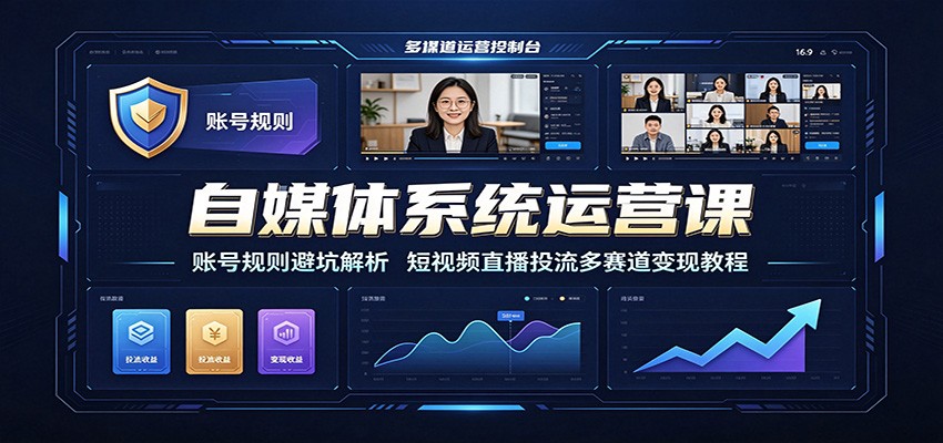 自媒体系统运营课：账号规则避坑解析，短视频直播投流多赛道变现教程-网创之家