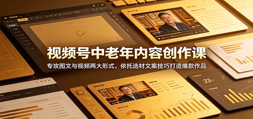 视频号中老年内容创作课：专攻图文与视频两大形式，依托选材文案技巧打造爆款作品-网创之家