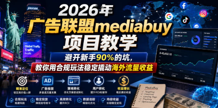 2026年老董賺美刀广告联盟mediabuy项目教学，避开新手90%的坑，教你用合规玩法稳定撬动海外流量收益-网创之家