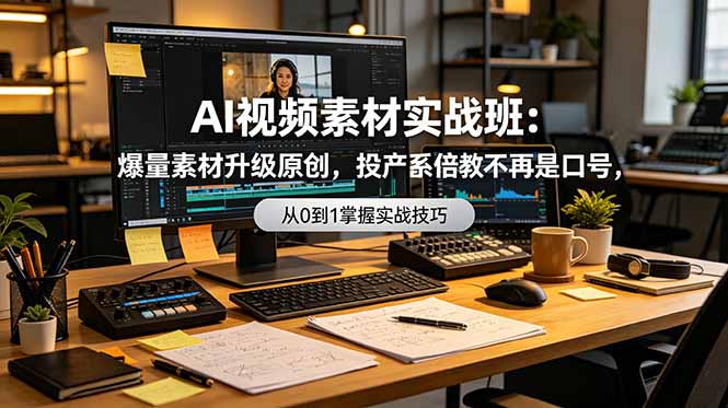 AI视频素材实战班：爆量素材升级原创，投产翻倍不再是口号，0-1系统教学实战落地-网创之家