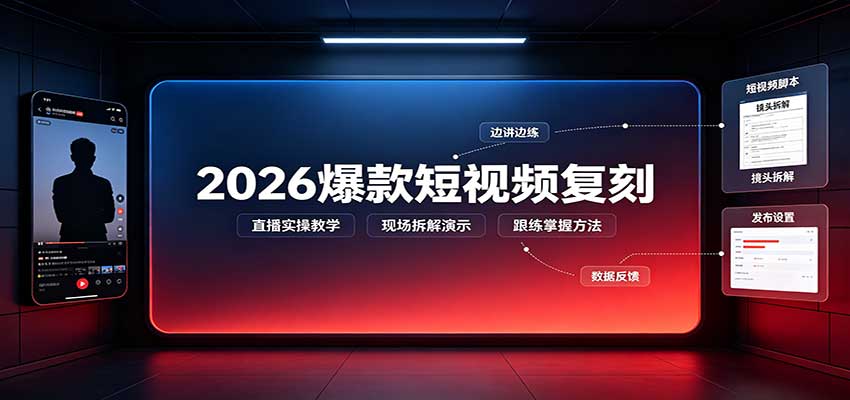 2026爆款短视频复刻：直播实操教学，配套文字文档掌握全流程-网创之家