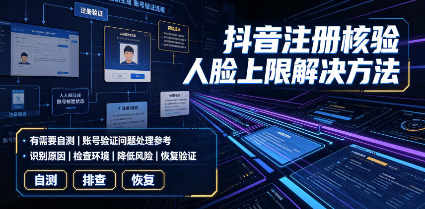 抖音注册核验人脸上限解决方法，有需要自测-网创之家