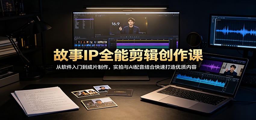 故事IP全能剪辑创作课：从软件入门到成片制作，实拍与AI配音结合快速打造优质内容-网创之家