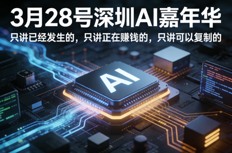 3月28号深圳AI嘉年华，只讲已经发生的，只讲正在賺钱的，只讲可以复制的-网创之家