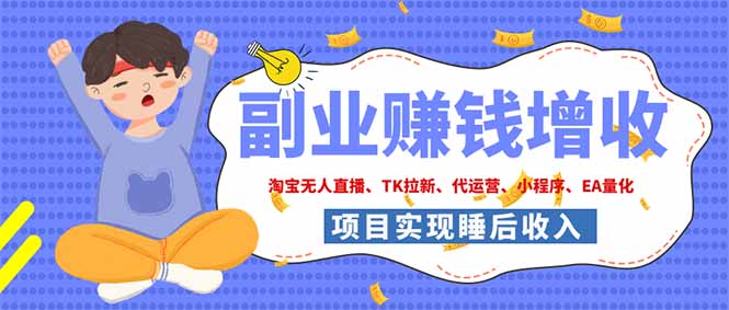 2026年多个真实落地副业项目,手把手带你搭建被动收入管道(淘宝无人直播、海外TK拉新...-网创之家