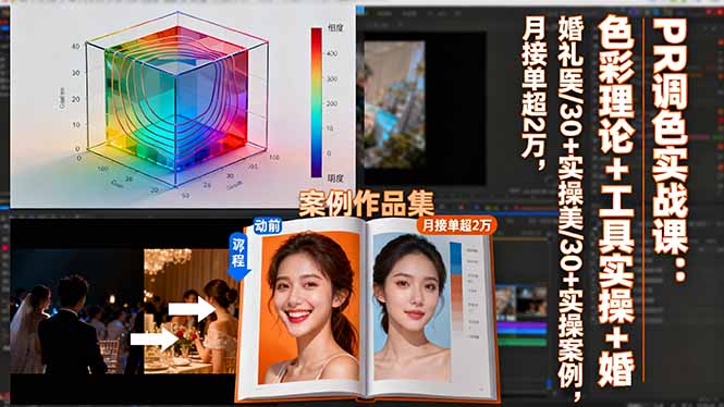 PR调色实战课：色彩理论+工具实操+婚礼医美/30+实操案例，月接单超2万-网创之家