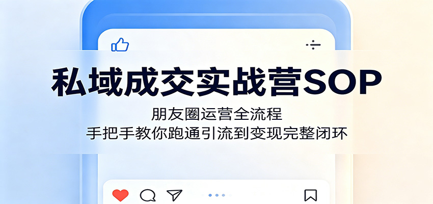 私域成交实战营SOP：朋友圈运营全流程，手把手教你跑通引流到变现完整闭环-网创之家