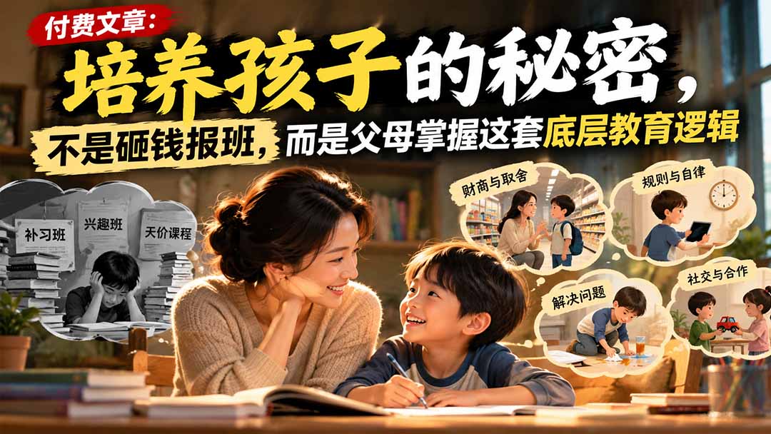 付费文章：培养孩子的秘密，不是砸钱报班，而是父母掌握这套底层教育逻辑-网创之家