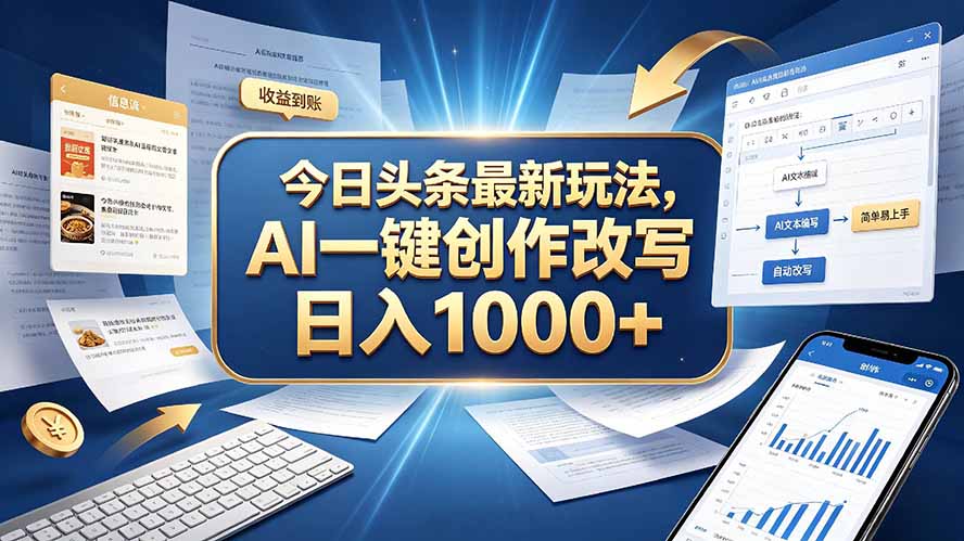 今日头条最新玩法，AI 一键创作改写，简单易上手，轻松日入 1000 +-网创之家