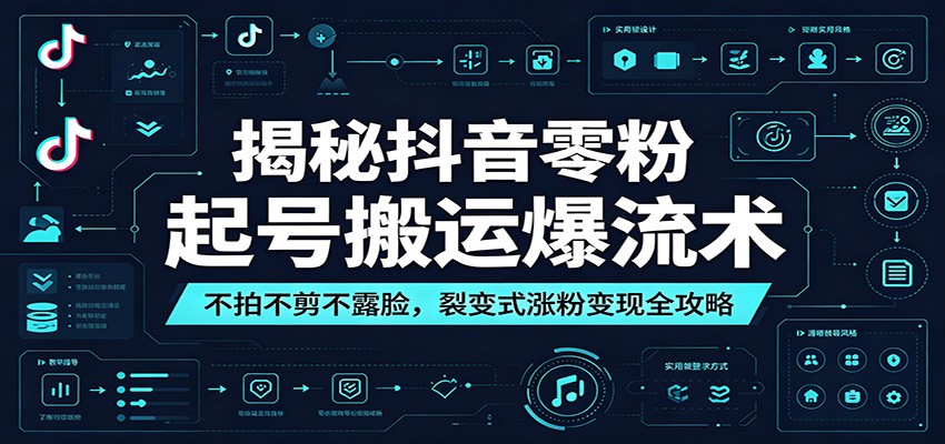 揭秘抖音零粉起号搬运爆流术：不拍不剪不露脸，裂变式涨粉变现全攻略-网创之家