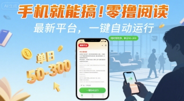 手机就能搞！零撸阅读挂G，最新平台，一键自动运行，随时随地挣，单日50-3张+【揭秘】-网创之家