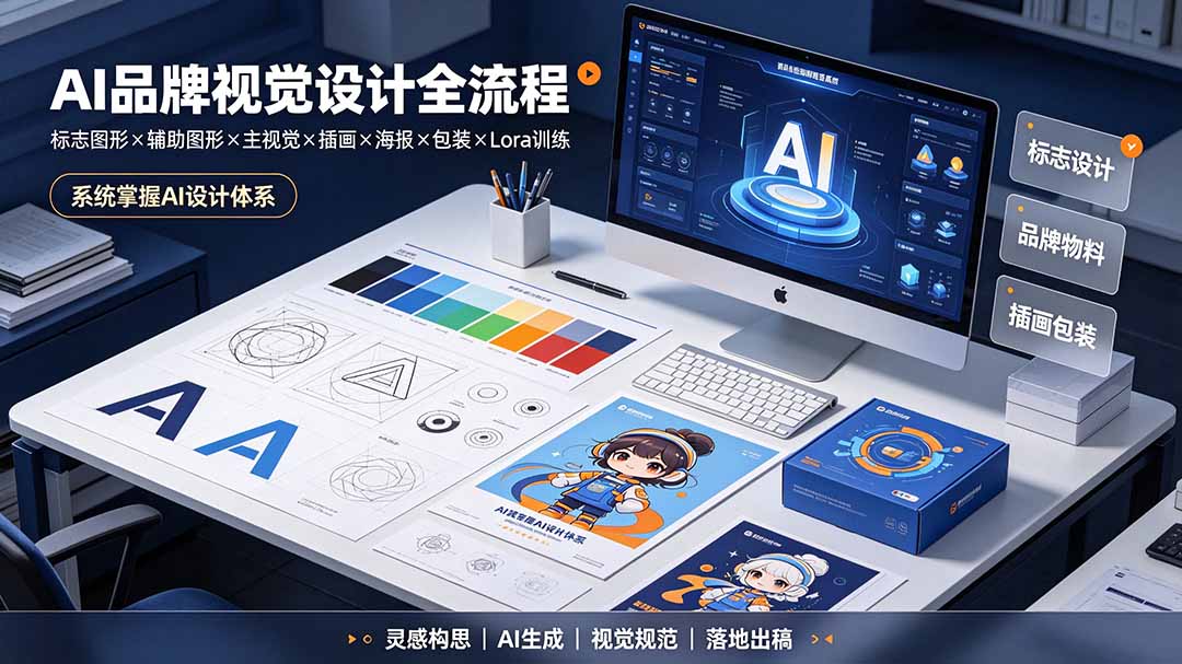 AI品牌视觉设计全流程：标志图形×辅助图形×主视觉×插画×海报×包装×Lora训练，系统掌握AI设计体系-网创之家