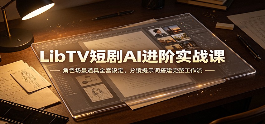 LibTV短剧AI进阶实战课：角色场景道具全套设定，分镜提示词搭建完整工作流-网创之家