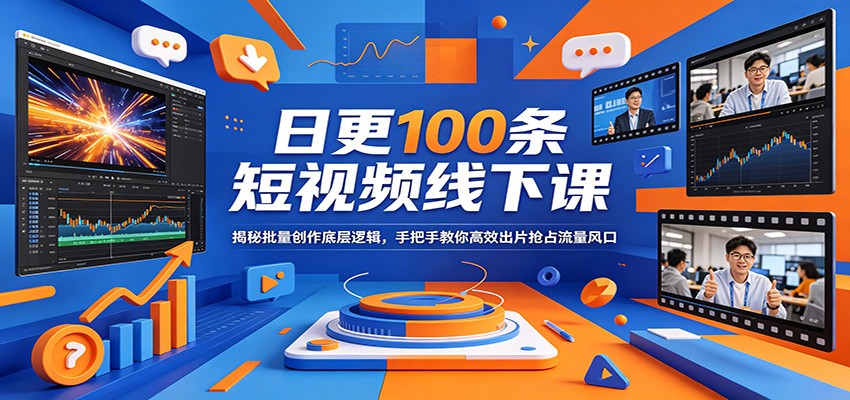 日更100条短视频线下课：揭秘批量创作底层逻辑，手把手教你高效出片抢占流量风口-网创之家