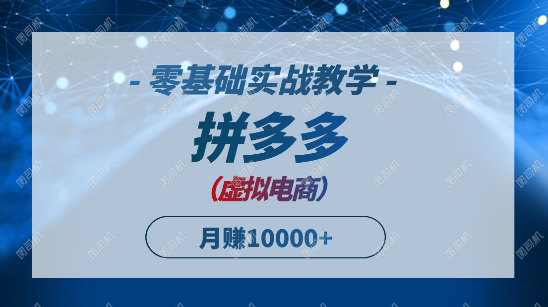 拼多多虚拟电商，零基础实战教学，快速打爆商品，新手也能月入10000+-网创之家