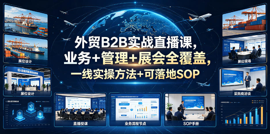 外贸B2B实战直播课，业务+管理+展会全覆盖，一线实操方法+可落地SOP-网创之家