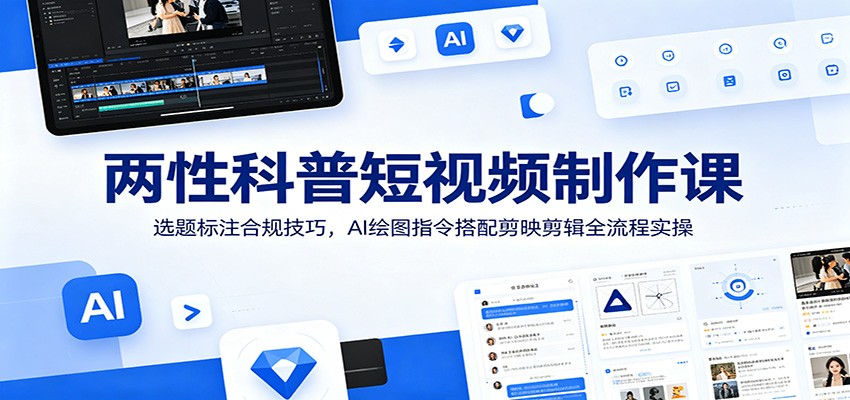 两性科普短视频制作课：选题标注合规技巧，AI绘图指令搭配剪映剪辑全流程实操-网创之家