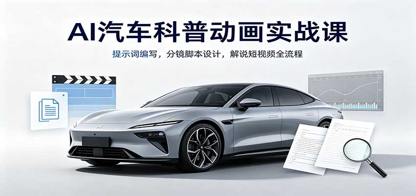 AI汽车科普动画实战课：提示词编写，分镜脚本设计，解说短视频全流程-网创之家