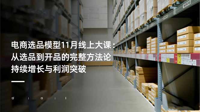电商选品模型11月线上大课:从选品到开品的完整方法论 持续增长与利润突破-网创之家