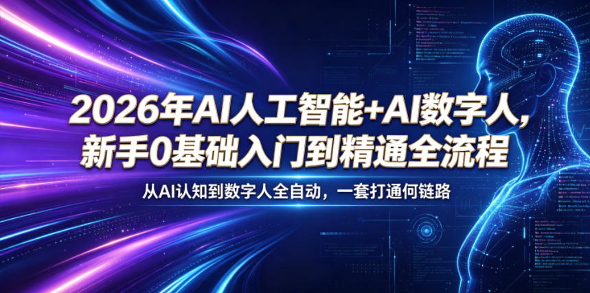 2026年AI人工智能+AI数字人,新手0基础入门到精通全流程,从AI认知到数字人全自动,一套打通全链路-网创之家