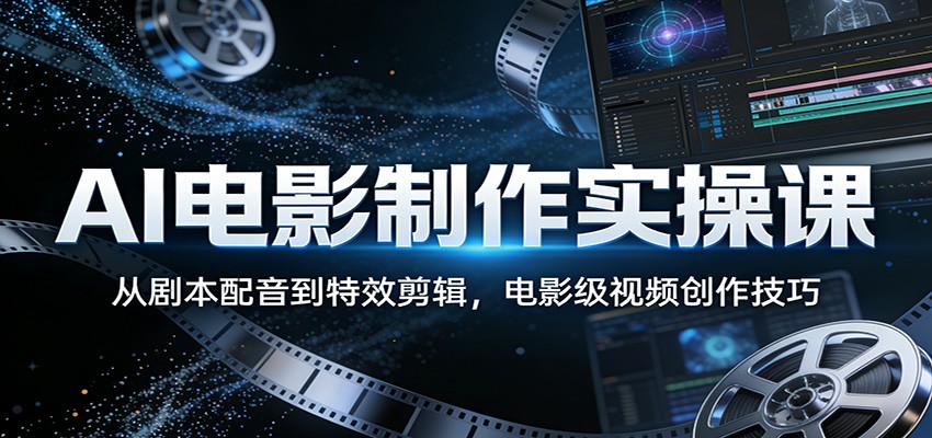 AI电影制作实操课：从剧本配音到特效剪辑，电影级视频创作技巧-网创之家