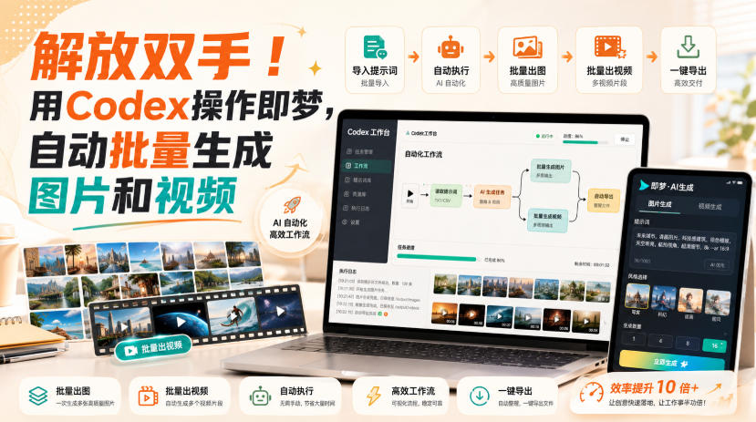 解放双手！用Codex操作即梦，自动批量生成图片和视频-网创之家