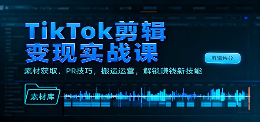 TikTok剪辑变现实战课:素材获取,PR技巧,搬运运营,解锁赚钱新技能-网创之家