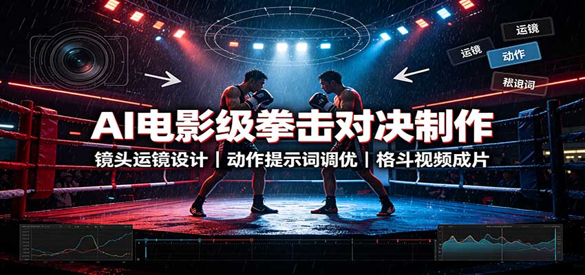 AI电影级拳击对决制作：镜头运镜设计，动作提示词调优，格斗视频成片-网创之家