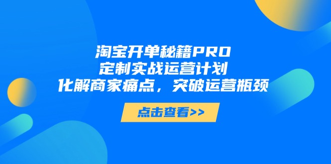 淘宝开单秘籍PRO,定制实战运营计划,化解商家痛点,突破运营瓶颈-网创之家