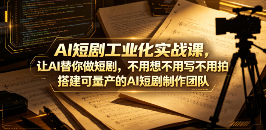 AI短剧工业化实战课，让AI替你做短剧，不用想不用写不用拍，搭建可量产的AI短剧制作团队-网创之家