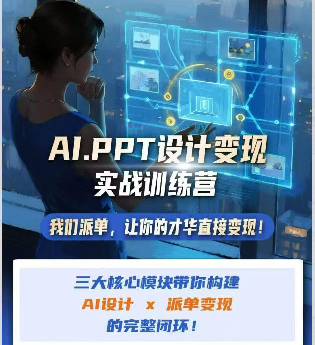 AI+PPT设计变现实战训练营，我们派单，让你的才华直接变现，三大核心模块带你构建Al设计x派单变现的完整闭环-网创之家