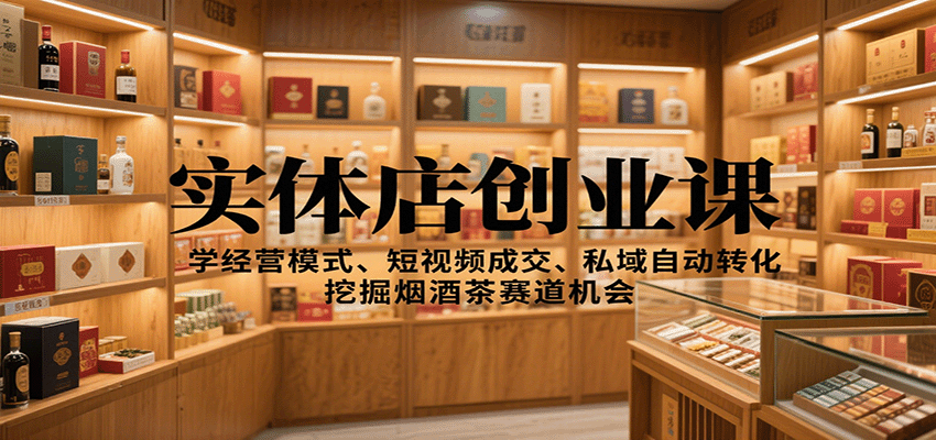 实体店创业课:学经营模式、短视频成交、私域自动转化,挖掘烟酒茶赛道机会-网创之家