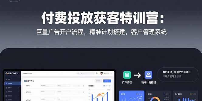 付费投放获客特训营:巨量广告开户流程,精准计划搭建,客户管理系统-网创之家