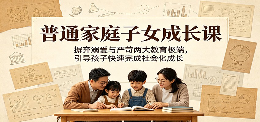 普通家庭子女成长课：摒弃溺爱与严苛两大教育极端，引导孩子快速完成社会化成长-网创之家