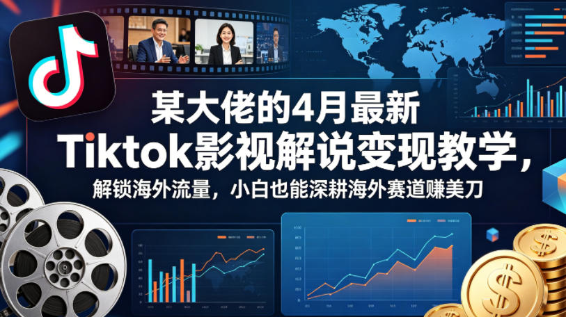 某大佬的4月最新Tiktok影视解说变现教学，解锁海外流量，小白也能深耕海外赛道賺美刀-网创之家