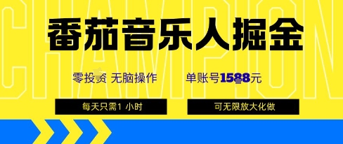 番茄音乐人掘金，单账号最高可撸1k+，可无限矩阵去做，零投入-网创之家