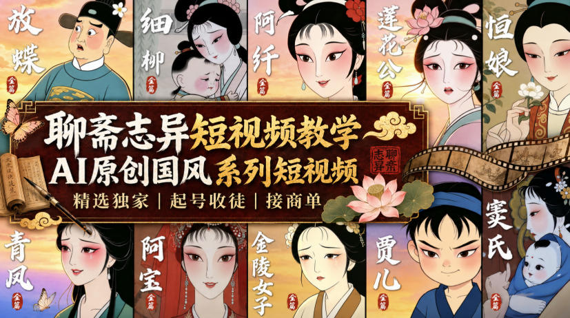 聊斋志异短视频教学，AI原创国风系列短视频，精选独家丨起号收徒丨接商单(更新0818)-网创之家