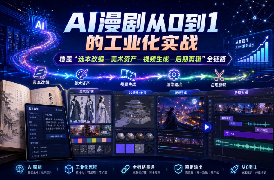 AI漫剧从0到1的工业化实战，覆盖“选本改编—美术资产—视频生成—后期剪辑”全链路(更新6月)-网创之家